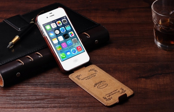 Флип Бумажник кожаный чехол для iPhone 4, 4S  с держателем карт