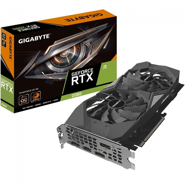 Видеокарта GIGABYTE GeForce RTX 2060 WindForce, GV-N2060WF2OC-6GD, 6ГБ, GDDR6, 192 бит